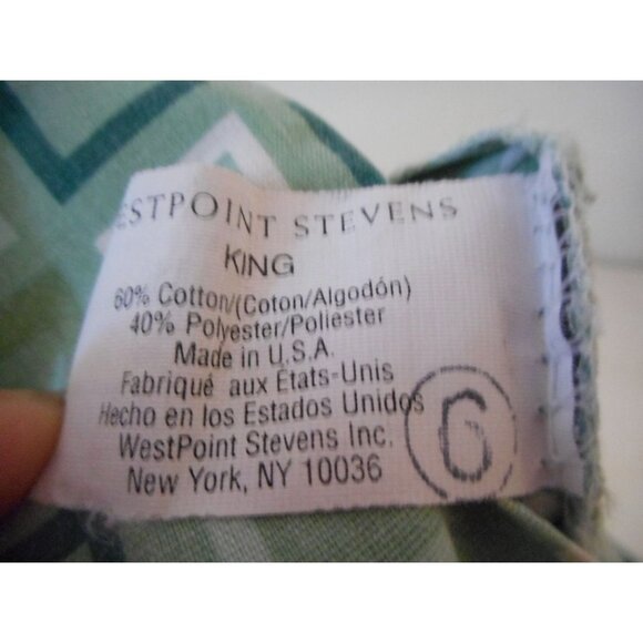 Vintage Set Green white King Pillowcases Westpoint Stevens USA Made Squares - Picture 2 of 5